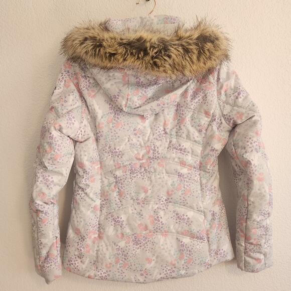 Obermeyer Women's Size 4 Pastel Floral Faux Fur Snow Jacket NWT - Picture 7 of 8